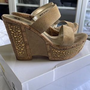 Italian Wedge Sandals with Gold Studs